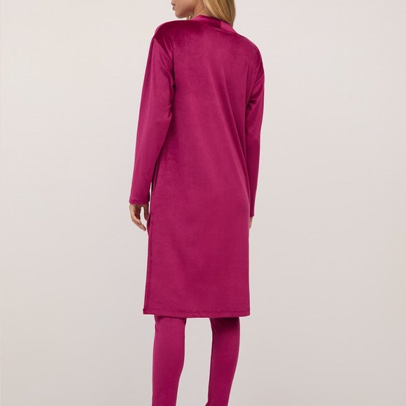 NWT NY&Company Velour Duster Jacket in Wild Berries. Sz Small.  Magenta. - Picture 2 of 10